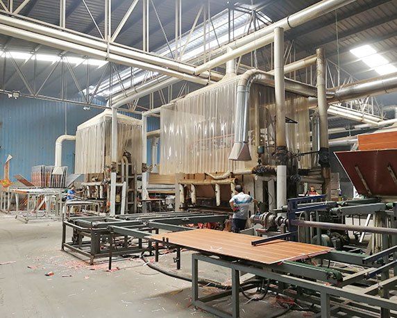 Laminate press line — Shandong Home Top flooring factory